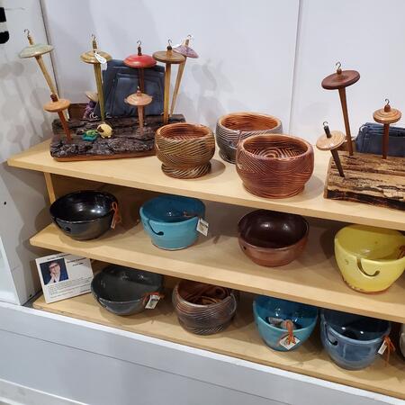 yarn bowls and drop spindles